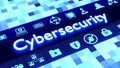 Abstract cybersecurity concept in blue with icons Royalty Free Stock Photo