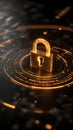 Abstract Cybersecurity Visualization Featuring a Holographic Lock and Secure Data Pathways Royalty Free Stock Photo
