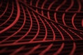 Abstract cyberspace background with red molded plastic curved geometric 3d lines portraying wired connection