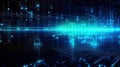 Abstract cyberspace blue light structure of a network grid expanding across the data digital field, binary code matrix Royalty Free Stock Photo