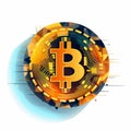 Abstract Cybersteampunk Bitcoin Art On White Background