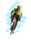 Abstract cyclist on a race track from splash of watercolors, colored drawing, realistic, athlete on a bike