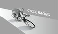 Abstract cyclist on the road. Polygonal cycling banner. Cycle racing low poly sport background. Royalty Free Stock Photo