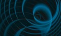 Abstract 3d artwork illustrating blue unwinding screwing spiral in deep dark space.