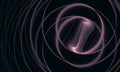 Abstract 3d artwork illustrating screwing purple spiral with loops in deep dark space.