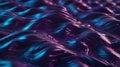 An abstract 3D background featuring shiny plastic waves with textures of purple and blue