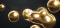 Abstract 3d background with flowing gold spheres
