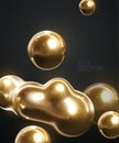 Abstract 3d background with flowing gold spheres