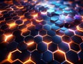 Abstract 3D Background with Glowing Hexagonal Shapes