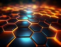 Abstract 3D Background with Glowing Hexagonal Shapes