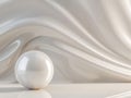 The abstract 3d background with a large white grooved sphere produces a realistic effect in polymodal style