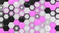 Abstract 3d background made of black, white and purple hexagons Royalty Free Stock Photo