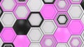 Abstract 3d background made of black, white and purple hexagons Royalty Free Stock Photo