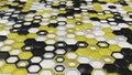 Abstract 3d background made of black, white and yellow hexagons on white background Royalty Free Stock Photo