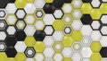 Abstract 3d background made of black, white and yellow hexagons on white background Royalty Free Stock Photo