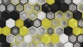 Abstract 3d background made of black, white and yellow hexagons on white background Royalty Free Stock Photo