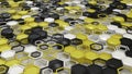 Abstract 3d background made of black, white and yellow hexagons on white background Royalty Free Stock Photo