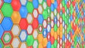 Abstract 3d background made of blue, red, green and orange hexagons on white background Royalty Free Stock Photo