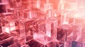 Abstract 3D background of pink transparent cubes