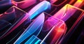 Abstract 3d background wallpaper with glass squares with colorful light emitter iridescent neon holographic gradient. Design