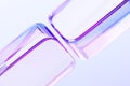 Abstract 3d background wallpaper with glass transparent cube blocks, colorful light iridescent holographic gradient
