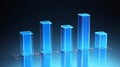 Abstract 3D Bar Chart on Dark Blue Background Representing Growth, Analytics, and Success. Royalty Free Stock Photo