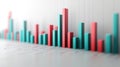 Abstract 3D Bar Graph Teal and Red Data Visualization on White Royalty Free Stock Photo