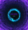 Abstract 3D big data visualization. Tangled graphics data streams. Infographics threads data. Futuristic Social network.