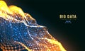 Abstract 3D big data visualization. Tangled graphics data streams. Infographics threads data. Futuristic Social network.