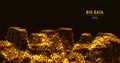 Abstract 3D big data visualization. Tangled graphics data streams. Infographics threads data. Futuristic Social network.