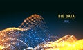 Abstract 3D big data visualization. Tangled graphics data streams. Infographics threads data. Futuristic Social network.