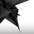 Abstract 3D black polygon form with line and node on white background Royalty Free Stock Photo