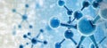 Abstract 3D Blue Molecules, Science Background, Molecular Structure, Chemistry, Biology Royalty Free Stock Photo