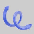 Abstract 3D blue twisted arrow figure on a white background, symbolizing a cycle or update. Ideal for use in interfaces