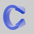 Abstract 3D blue twisted arrow figure on a white background, symbolizing a cycle or update. Ideal for use in interfaces