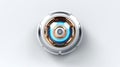 Abstract 3d button, aim control and digital interface, button technology and future tech game, target borders and metallic frames Royalty Free Stock Photo