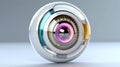 Abstract 3d button, aim control and digital interface, button technology and future tech game, target borders and metallic frames Royalty Free Stock Photo