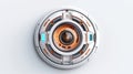 Abstract 3d button, aim control and digital interface, button technology and future tech game, target borders and metallic frames Royalty Free Stock Photo