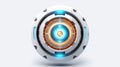 Abstract 3d button, aim control and digital interface, button technology and future tech game, target borders and metallic frames Royalty Free Stock Photo