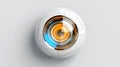 Abstract 3d button, aim control and digital interface, button technology and future tech game, target borders and metallic frames Royalty Free Stock Photo