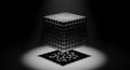 Abstract 3D Cube Composed of Smaller Cubes in Dramatic Lighting geometric shape Royalty Free Stock Photo