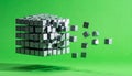Abstract 3D Cube Exploding into Blocks Royalty Free Stock Photo