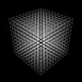 Abstract 3D cube of multiple lines. Square. Digital technology. Futuristic vector illustration