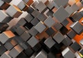 Abstract 3d cubes background. Abstract background white and orange, connection with geometric cubes. Science and technology. Big Royalty Free Stock Photo