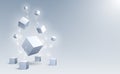 Abstract 3d cubes and background. Science and Blockchain technology. Big data and Internet connection. Vector illustration. Royalty Free Stock Photo