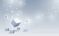 Abstract 3d cubes and background. Science and Blockchain technology. Big data and Internet connection. Vector illustration. Royalty Free Stock Photo