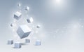 Abstract 3d cubes and background. Science and technology. Big data and Internet connection. Vector illustration. Royalty Free Stock Photo
