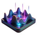 Abstract 3d data visualization with glowing neon lines on undulating platform Royalty Free Stock Photo