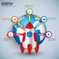 Abstract 3D digital business startup Infographic