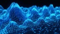 Abstract 3D digital rendering of blue wireframe data landscape Royalty Free Stock Photo